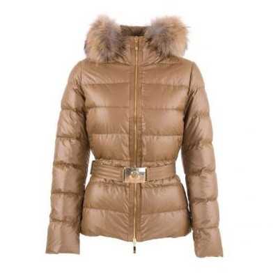 Moncler Women's Jacket Angers Belted Quilt With Brown
